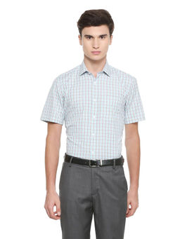 Peter England - Men Brown Polyester Blend Regular Fit Shirt