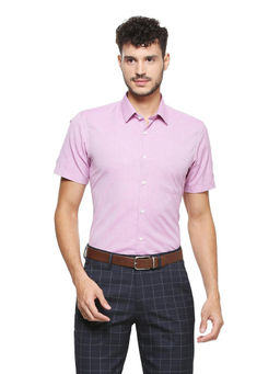 Peter England - Men Pink Cotton Blend Regular Fit Shirt