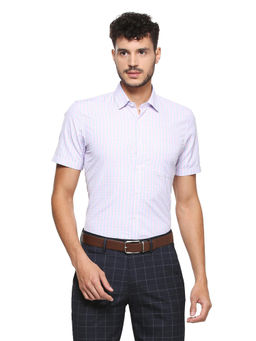 Peter England - Men Pink Polyester Blend Regular Fit Shirt
