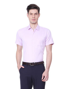 Peter England - Men Purple Cotton Blend Regular Fit Shirt