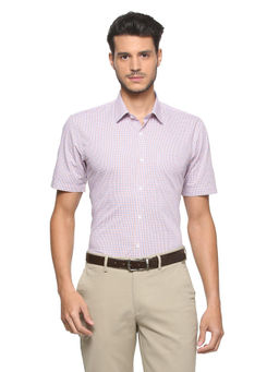 Peter England - Men Blue Cotton Regular Fit Shirt