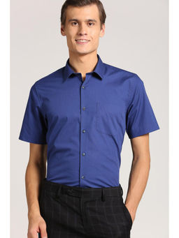 Peter England - Men Blue Cotton Regular Fit Shirt