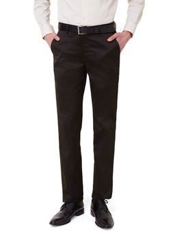 Peter England - Men Black Polyester Blend Regular Fit Trouser
