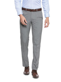 Peter England - Men Grey Polyester Blend Regular Fit Trouser