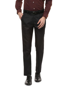 Peter England - Men Black Polyviscose Regular Fit Trouser