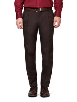 Peter England - Men Brown Cotton Regular Fit Trouser
