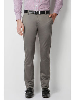 Peter England - Men Grey Cotton Blend Slim Fit Trouser