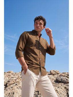 Simon Carter - Men Brown Cotton Slim Fit Shirt