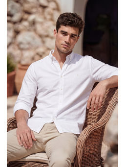 Simon Carter - Men White Cotton Slim Fit Shirt