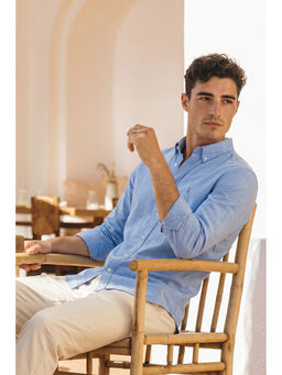 Simon Carter - Men Blue Cotton Slim Fit Shirt