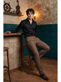 Simon Carter - Men Black Cotton Blend Slim Fit Shirt