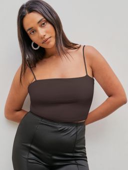 Cider - Brown Solid Classic Crop Top