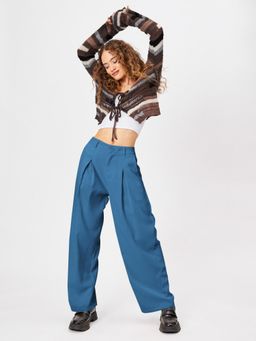 Cider - Blue Milk Tea Pleated Wide Leg Trouser
