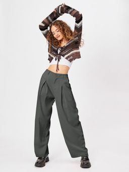 Cider - Grey Milk Tea Pleated Wide Leg Trouser
