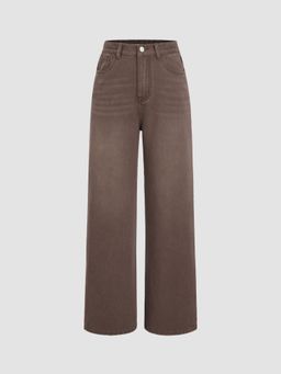 Cider - Brown Yoney Denim Solid Straight Leg Jeans