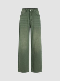 Cider - Green Yoney Denim Solid Straight Leg Jeans