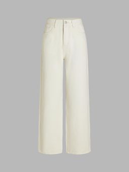 Cider - Ivory Yoney Denim Solid Straight Leg Jeans