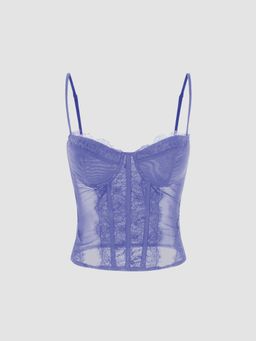 Cider - Blue Lace Sheer Corset Cami Top