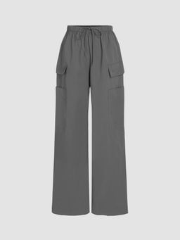 Cider - Grey Cargo Knotted Pocket Wide Leg Trouser