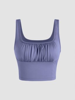 Cider - Purple Solid Ruched Cami Crop Top