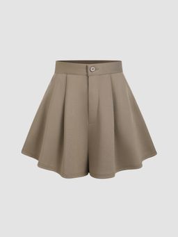 Cider - Khaki High Waist Pleated Shorts