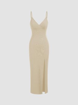 Cider - Khaki Split Shoulder Straps Maxi Dress
