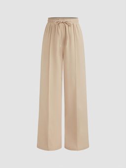 Cider - Khaki Elastic Waist Drawstring Straight Leg Pant