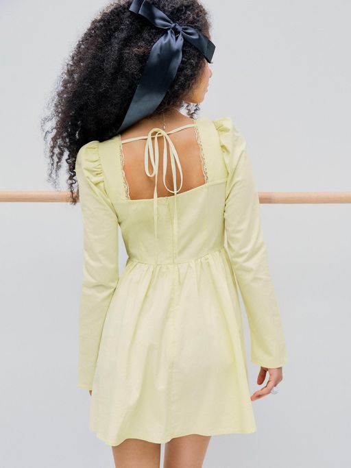 Buy Cider Yellow Square Neck Ruffle Hem Mini Dress (M) Online Buy Cider Yellow Square Neck Ruffle Hem Mini Dress (M) Online