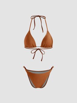 Cider - Halter Neckline Bikini Top and Bottom (Set of 2)