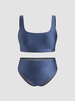 Cider - Square Neck Tankini Full Coverage Bikini Top and Bottom Curve & Plus (Set of 2)