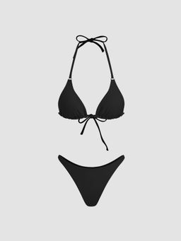 Cider - Halter Neckline Triangle Bikini Top and Bottom (Set of 2)