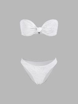 Cider - Floral Twist Bandeau Cheeky Bikini Top and Bottom (Set of 2)