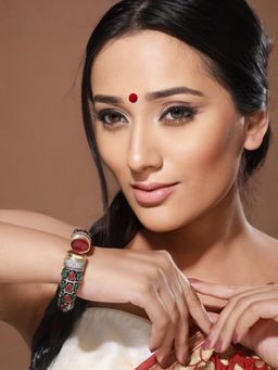 Saraf RS Jewellery - Enamelled Multicoloured AD Studded Statement Cuff