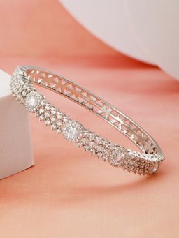 Saraf RS Jewellery - Silver Plated Zircon Studded Luxe Bracelet