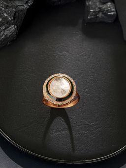 Saraf RS Jewellery - Gold Plated Incut Kundan Studded Minimal Bridal Adjustable Finger Ring