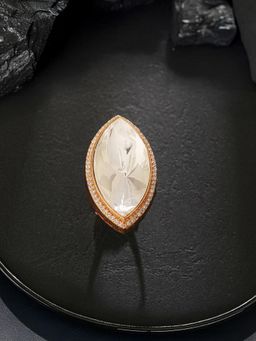 Saraf RS Jewellery - Gold Plated Uncut Kundan Studded Bridal Adjustable Finger Ring