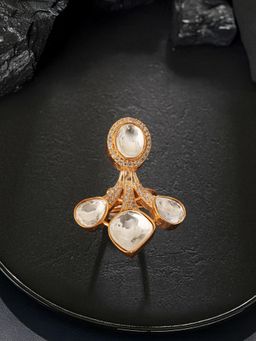 Saraf RS Jewellery - Antique Gold Plated Kundan Studded Solitaire Finger Ring