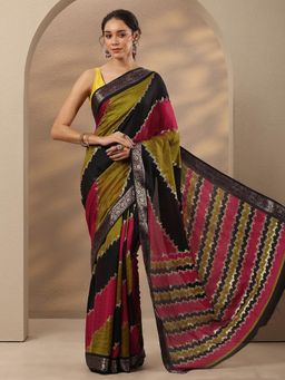 Libas - Multi-Color Woven Zari Saree with Unstitched Blouse
