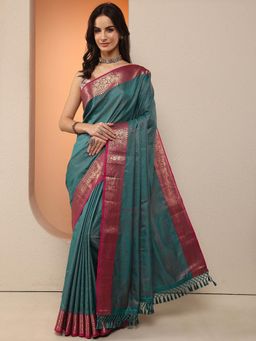 Libas - Green Woven Zari Saree with Unstitched Blouse