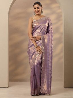Libas - Lavender Woven Zari Saree with Unstitched Blouse