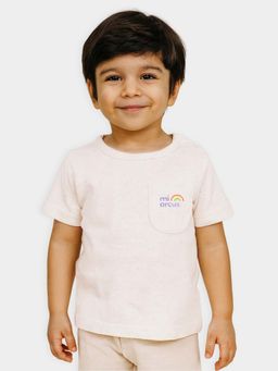 Mi Arcus - Cream Cotton Solid Half Sleeves T-Shirt