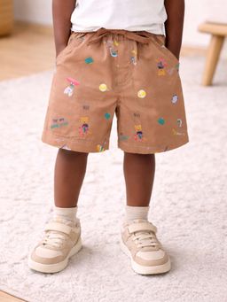 Mi Arcus - Cotton Printed Brown Shorts