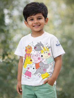 Mi Arcus - White Peppa Pig Print Design Short Sleeves T-Shirt