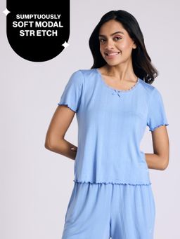 Nykd by Nykaa - Sumptuously Soft Modal Pointelle Textured Baby Top NYS923 Blue