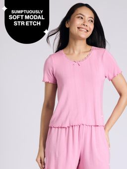 Nykd by Nykaa - Sumptuously Soft Modal Pointelle Textured Baby Top NYS923 Pink