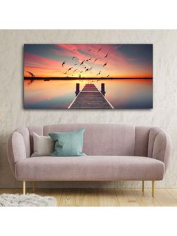 Vibecrafts - Romantic Wooden Jetty in Sunset Canvas wall Painting