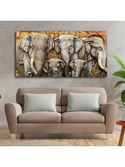 Vibecrafts - Beautiful Elephant Native Thai style Molding art wall Painting