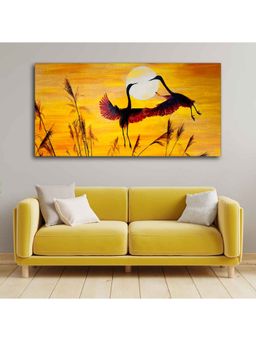 Vibecrafts - Pair of Flamingos Flying in Sunset Canvas Wall Painting