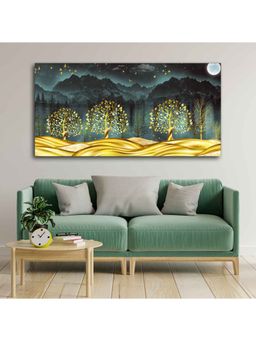 Vibecrafts - Wall Painting of Golden Trees in Dark Forest