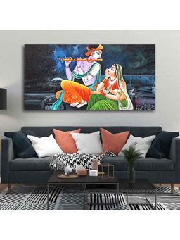 Vibecrafts - Lord Radha Krishna in Dark Forest Canvas Big Wall Painting Wall Art